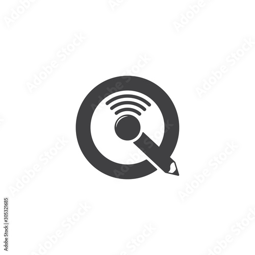 letter iq online signal study symbol logo vector