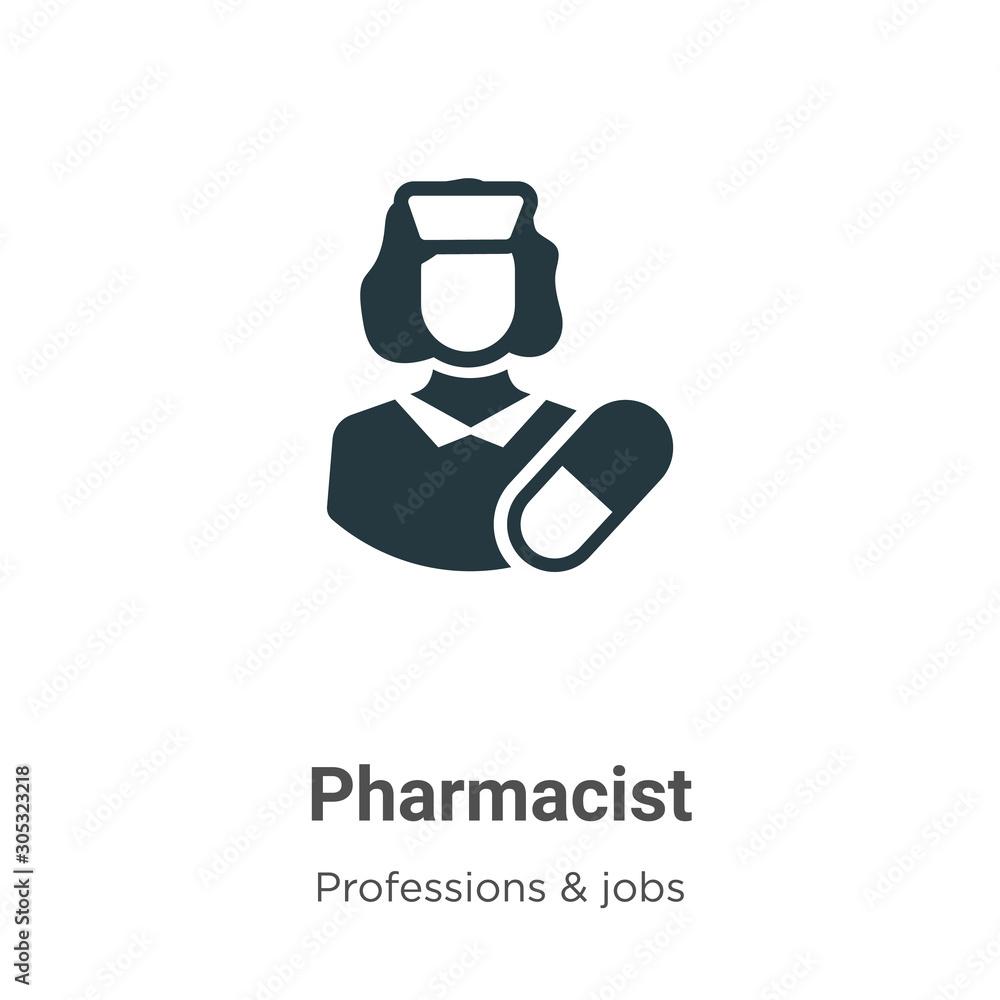Pharmacist vector icon on white background. Flat vector pharmacist icon ...