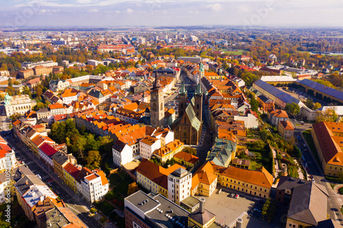 Принти на полотні Panoramic view from the drone on the city Hradec Kralove