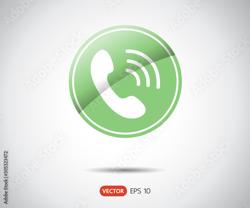 Phone Call vector icon. Style is flat symbol, gray color, rounded angles, logo vector illustration