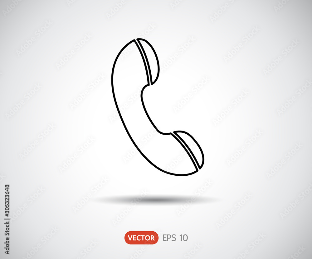 Phone Call vector icon. Style is flat symbol, gray color, rounded ...