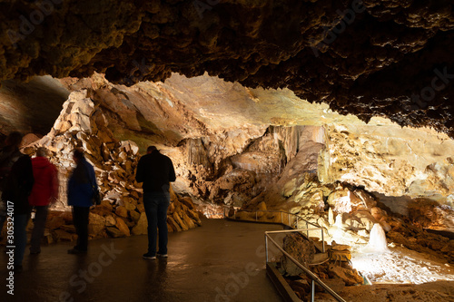 Tourists visiting Koneprusy Caves, Czech Republic photo