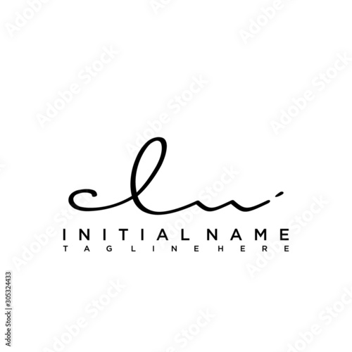 Initial letter CL Signature handwriting Logo Vector
