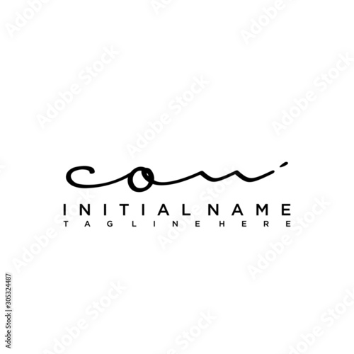 Initial letter CO Signature handwriting Logo Vector