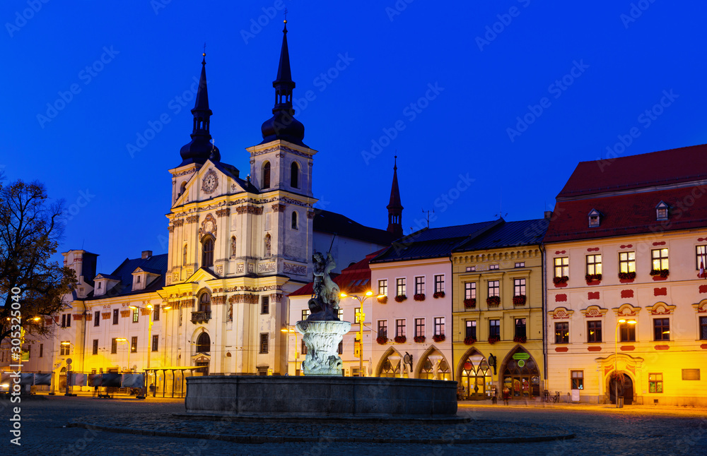 Jihlava main square at twilight, Czech Republic