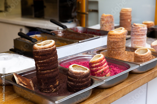 Preparation of traditional Czech treat Trdelnik