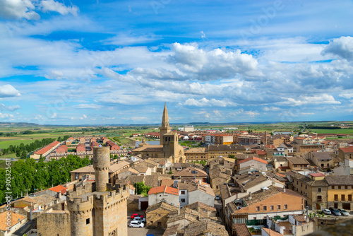 Spanish town Olite with surroundings, view from above