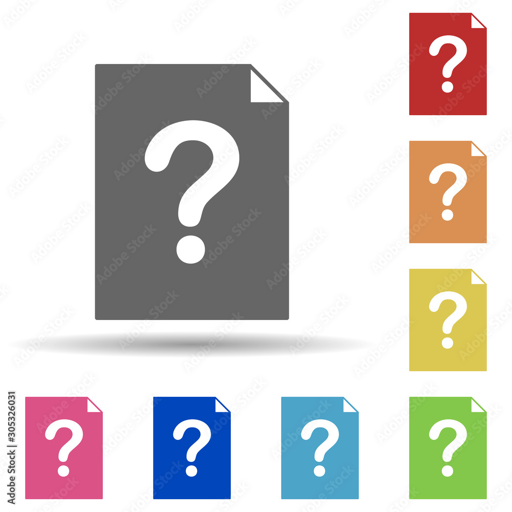 Unknown document in multi color style icon. Simple glyph, flat vector of web icons for ui and ux, website or mobile application Unknown document in multi color style icon. Simple glyph, flat vector of web icons for ui and ux, website or mobile application