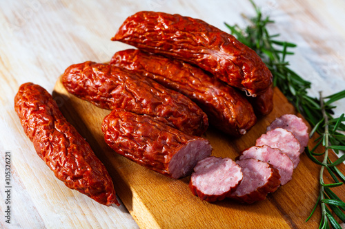 Smoked sausages with spices
