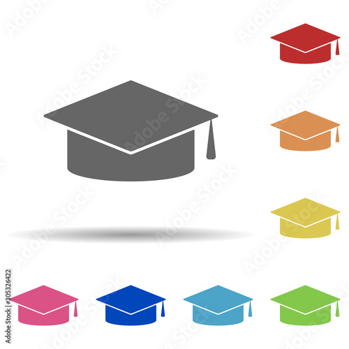 Graduate cap in multi color style icon. Simple glyph, flat vector of web icons for ui and ux, website or mobile application