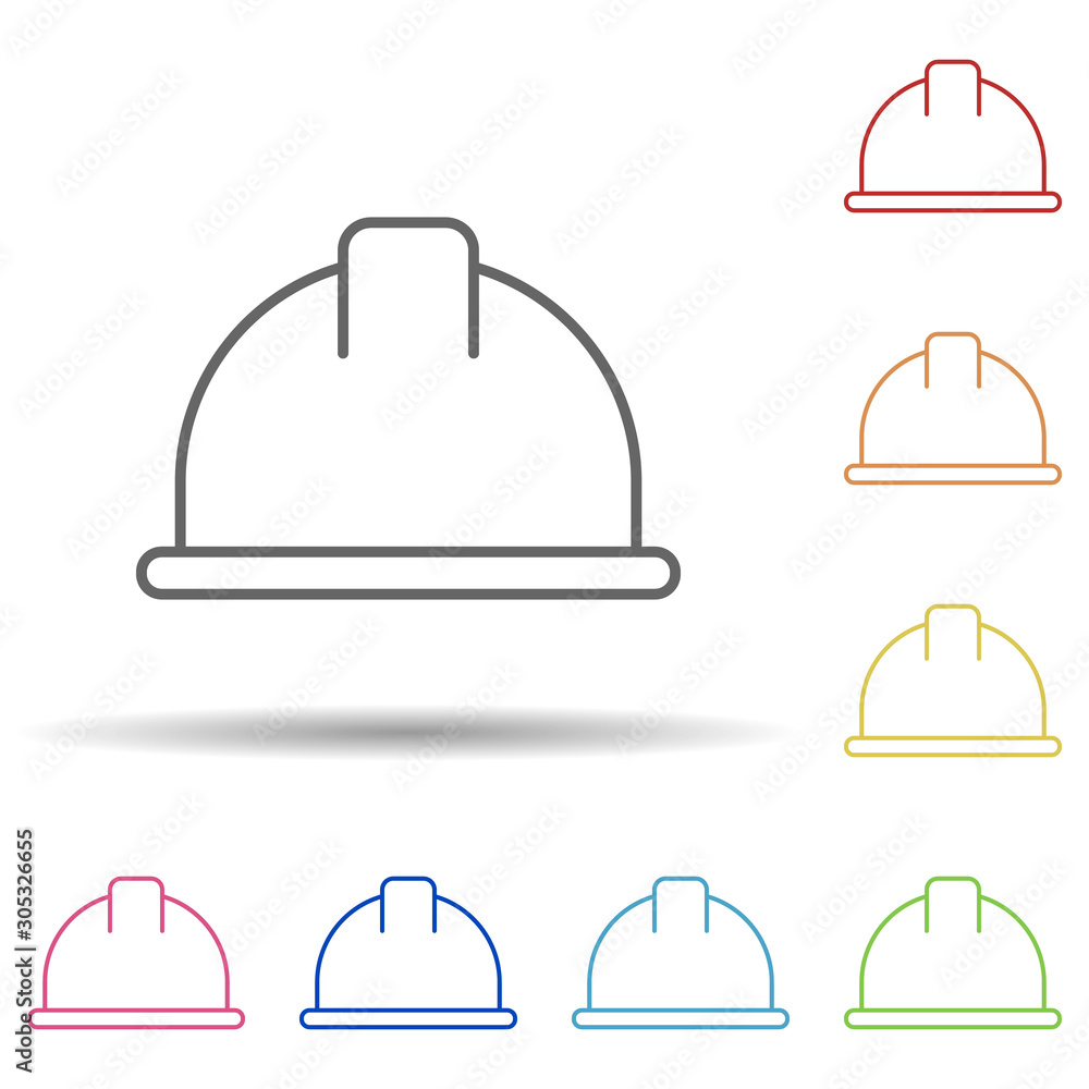 Helmet in multi color style icon. Simple thin line, outline vector of construction icons for ui and ux, website or mobile application Helmet in multi color style icon. Simple thin line, outline vector of construction icons for ui and ux, website or mobile application