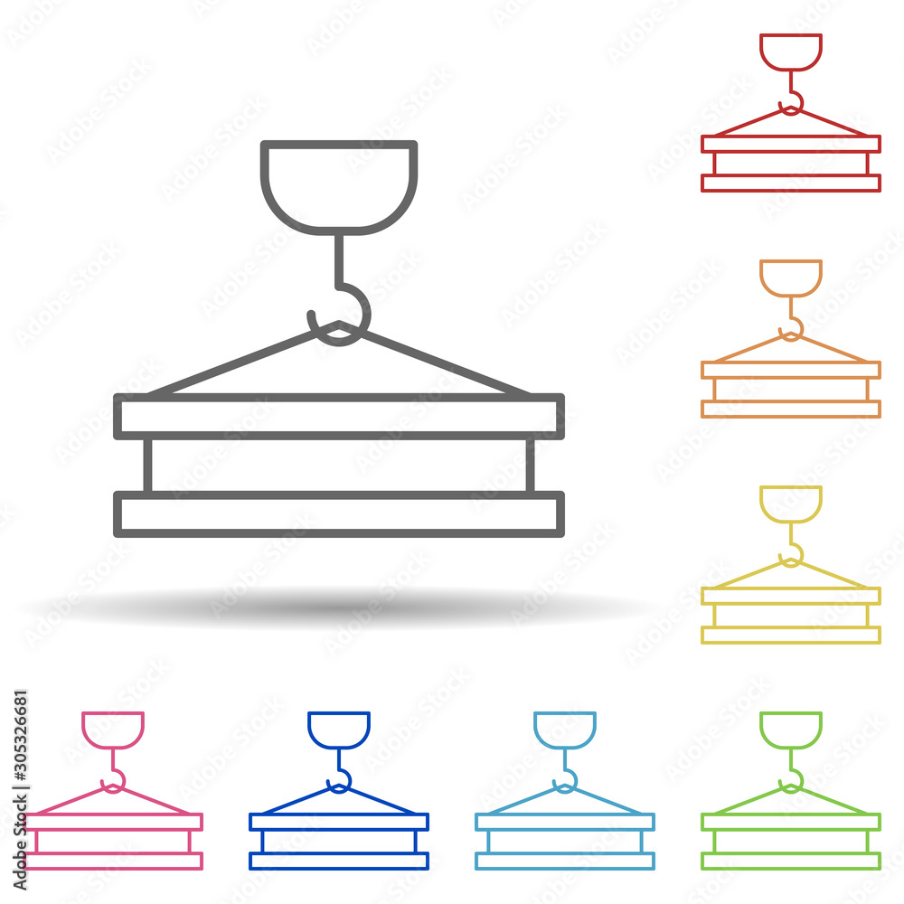 Crane in multi color style icon. Simple thin line, outline vector of construction icons for ui and ux, website or mobile application Crane in multi color style icon. Simple thin line, outline vector of construction icons for ui and ux, website or mobile application
