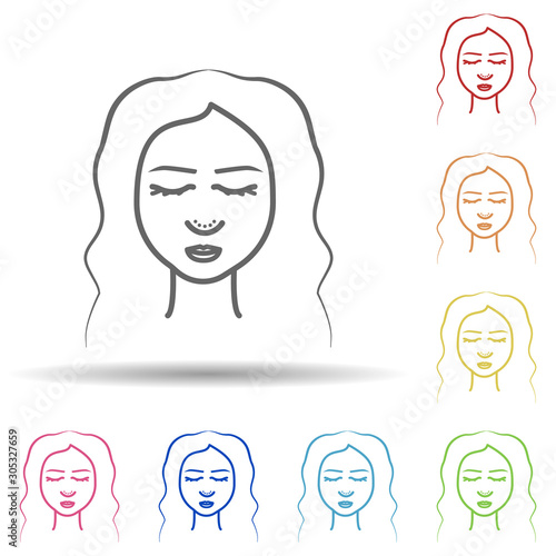 Woman, nose, rhinoplasty in multi color style icon. Simple thin line, outline vector of anti age icons for ui and ux, website or mobile application