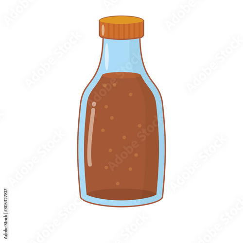Bottle of syrup vector illustration with cute design isolated on white background 