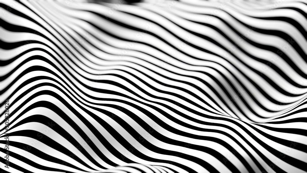 Morphing Diagonal Black and White Lines - 3D Illustration Morphing Diagonal Black and White Lines - 3D Illustration