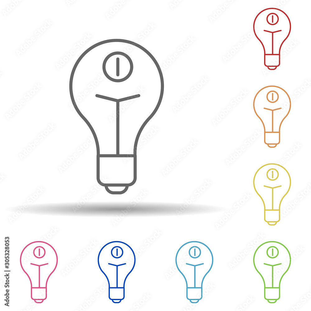Bulb sign in multi color style icon. Simple thin line, outline vector of automation icons for ui and ux, website or mobile application Bulb sign in multi color style icon. Simple thin line, outline vector of automation icons for ui and ux, website or mobile application