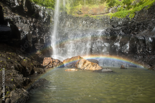 Double Rainbow at the Base of Waterfall