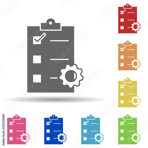 Paper, settings, order management in multi color style icon. Simple glyph, flat vector of business icons for ui and ux, website or mobile application