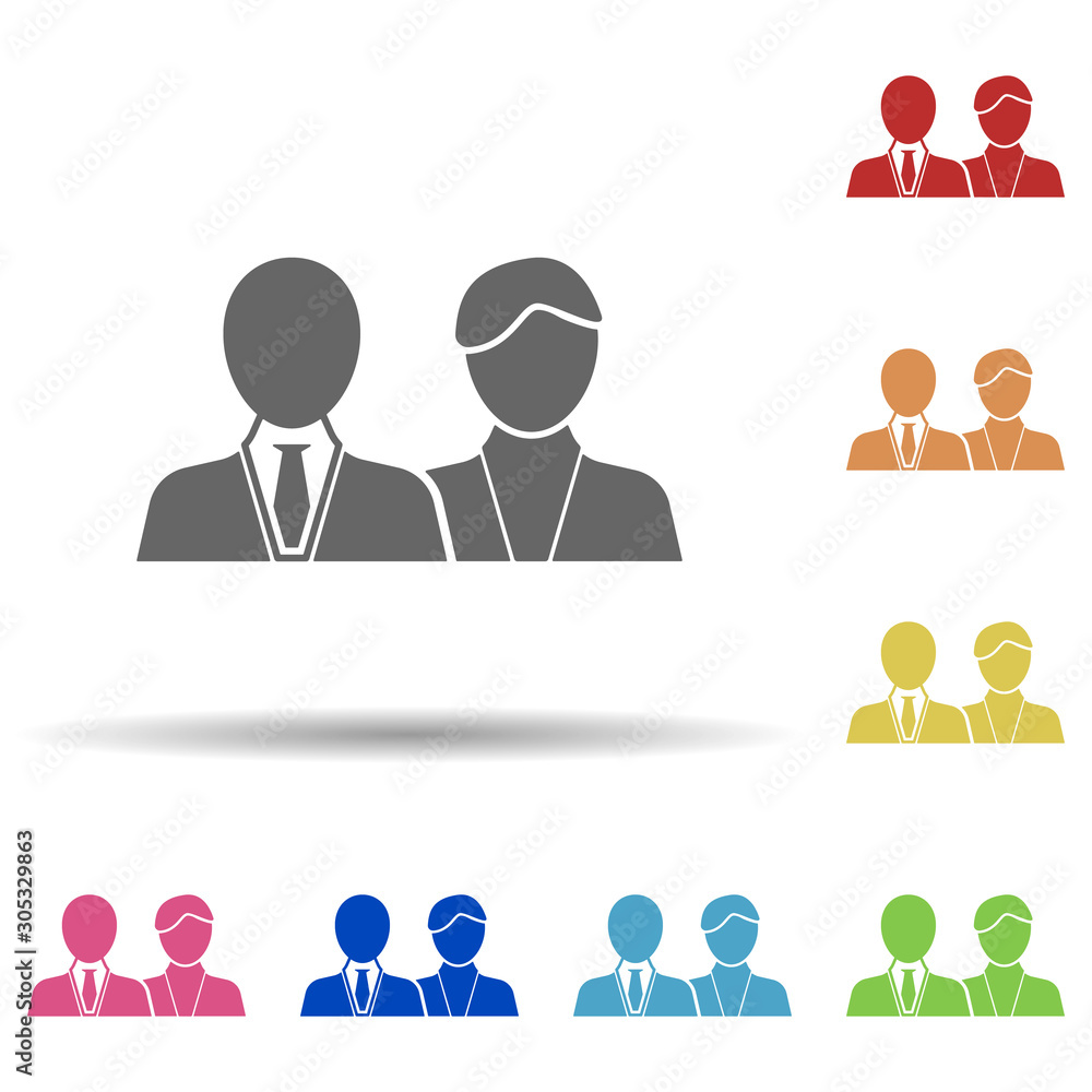 Businessmen, customers in multi color style icon. Simple glyph, flat vector of business icons for ui and ux, website or mobile application Businessmen, customers in multi color style icon. Simple glyph, flat vector of business icons for ui and ux, website or mobile application