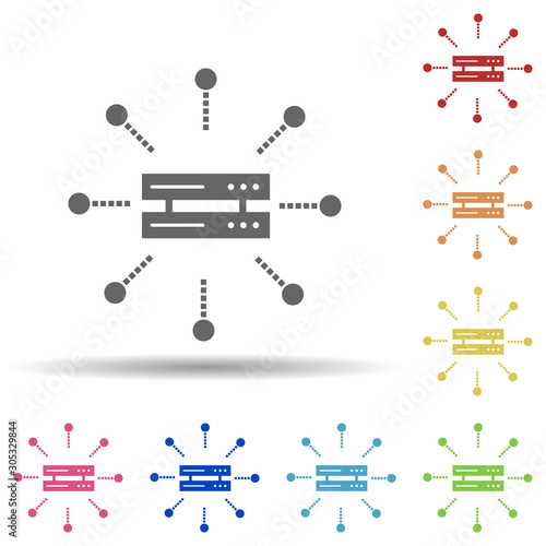 Server, system integration in multi color style icon. Simple glyph, flat vector of business icons for ui and ux, website or mobile application