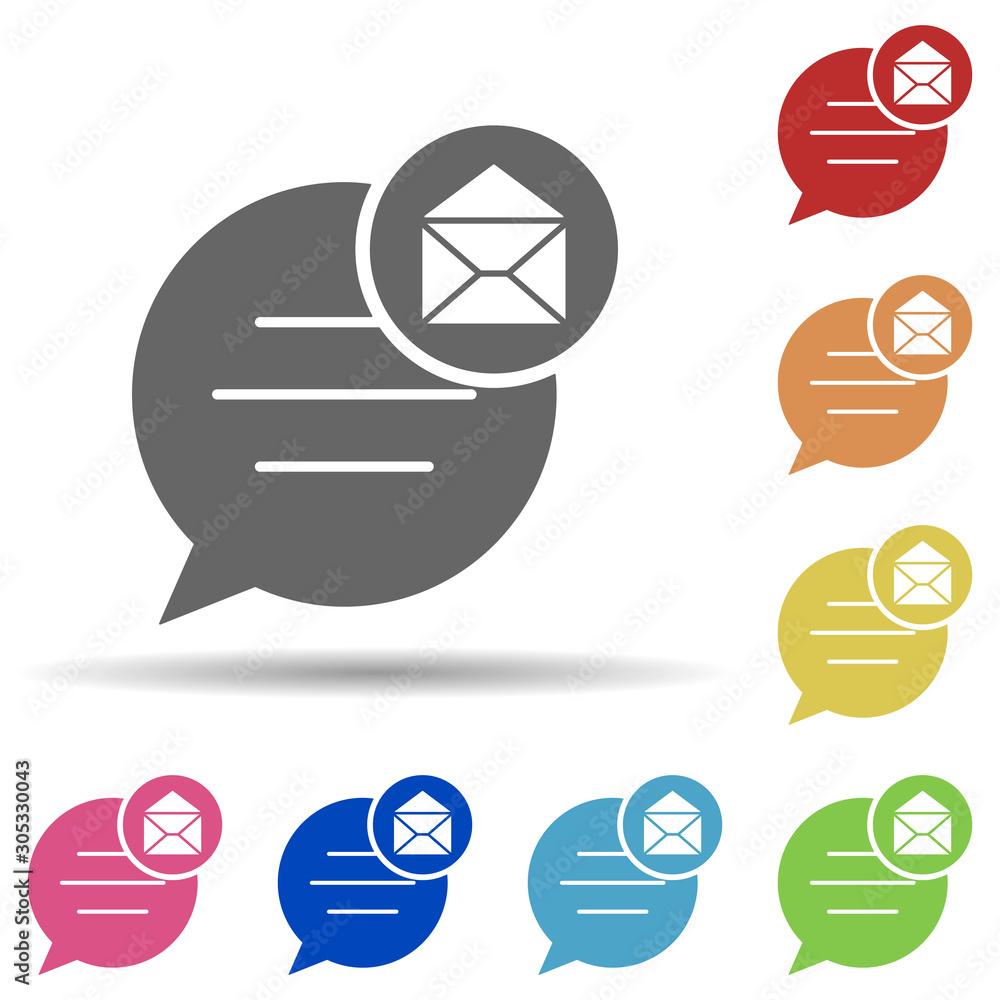 Bubble, envelope, dialog system in multi color style icon. Simple glyph, flat vector of business icons for ui and ux, website or mobile application Bubble, envelope, dialog system in multi color style icon. Simple glyph, flat vector of business icons for ui and ux, website or mobile application