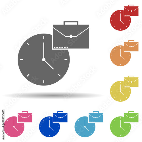 Clock, diplomat, working hours in multi color style icon. Simple glyph, flat vector of business icons for ui and ux, website or mobile application