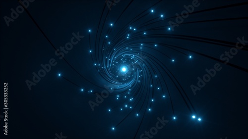 Interior of illuminated fiber optic cable.