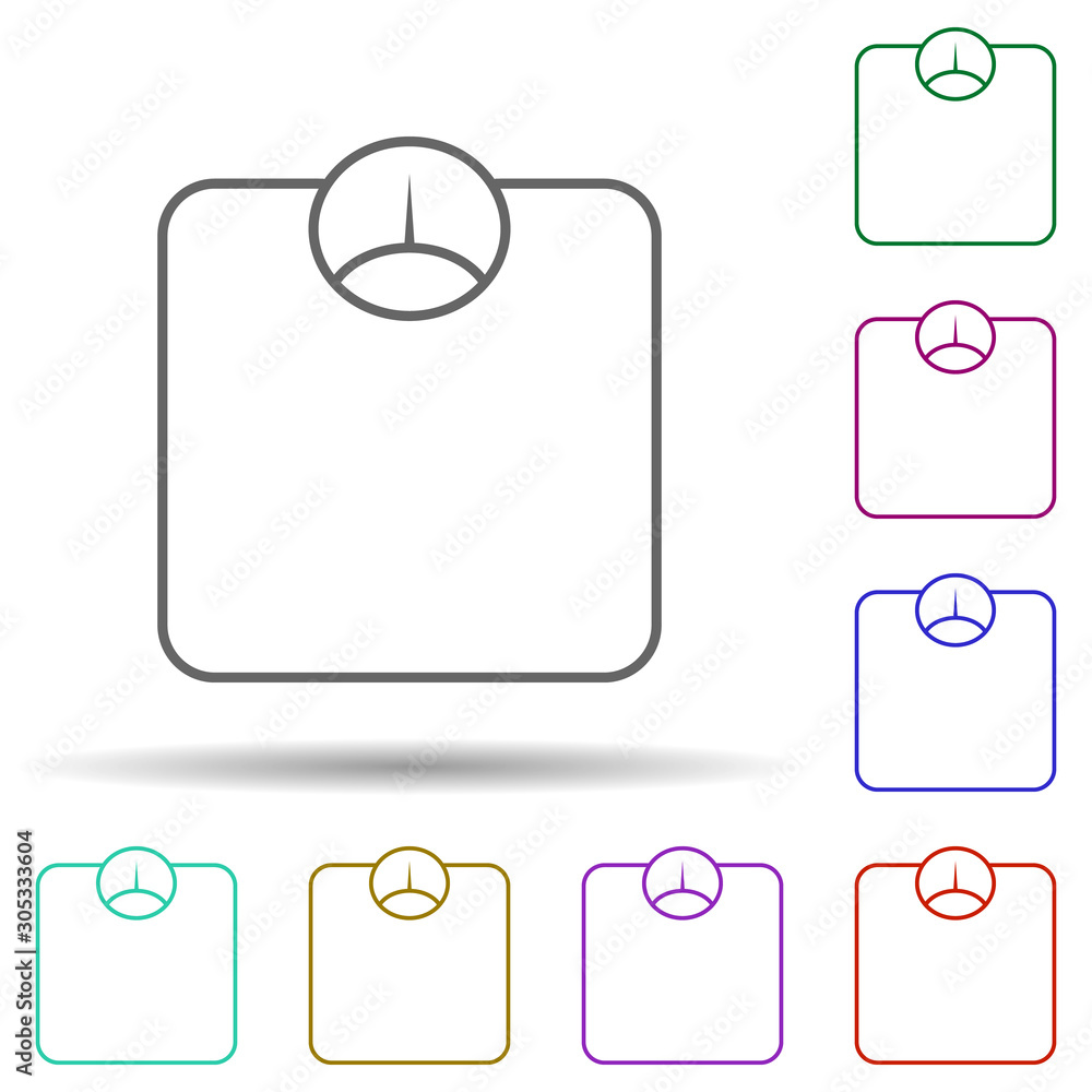Bath scales multi color icon. Simple thin line, outline vector of web icons for ui and ux, website or mobile application Bath scales multi color icon. Simple thin line, outline vector of web icons for ui and ux, website or mobile application