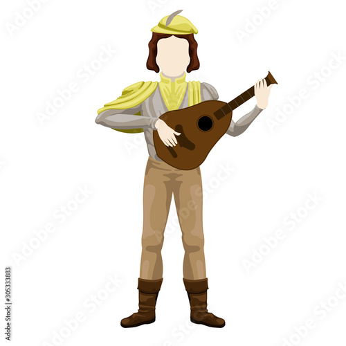 Isolated medieval bard character
