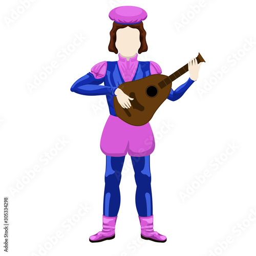 Isolated medieval bard character