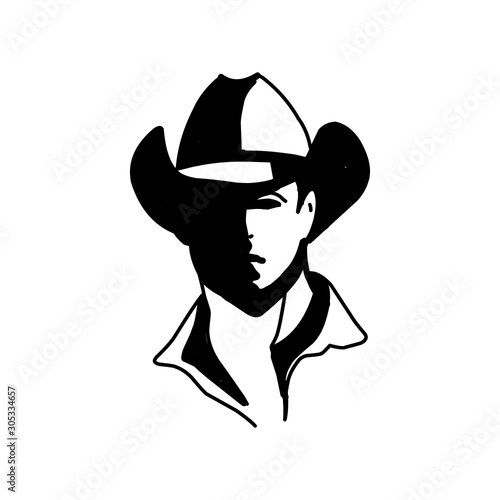 Logo template with the image of the man in hat. Cowboy