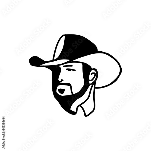 Logo template with the image of the man in hat. Cowboy