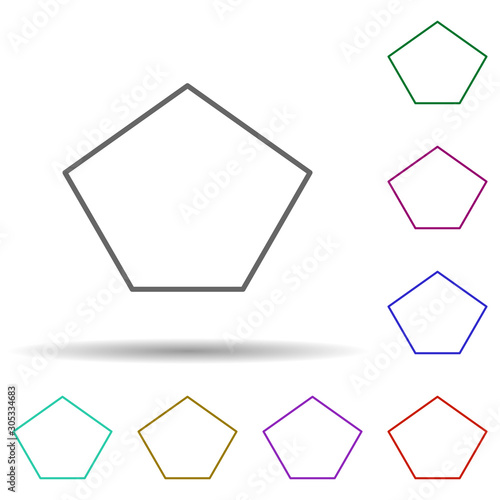 Pentagon multi color icon. Simple thin line, outline vector of geometric figures icons for ui and ux, website or mobile application