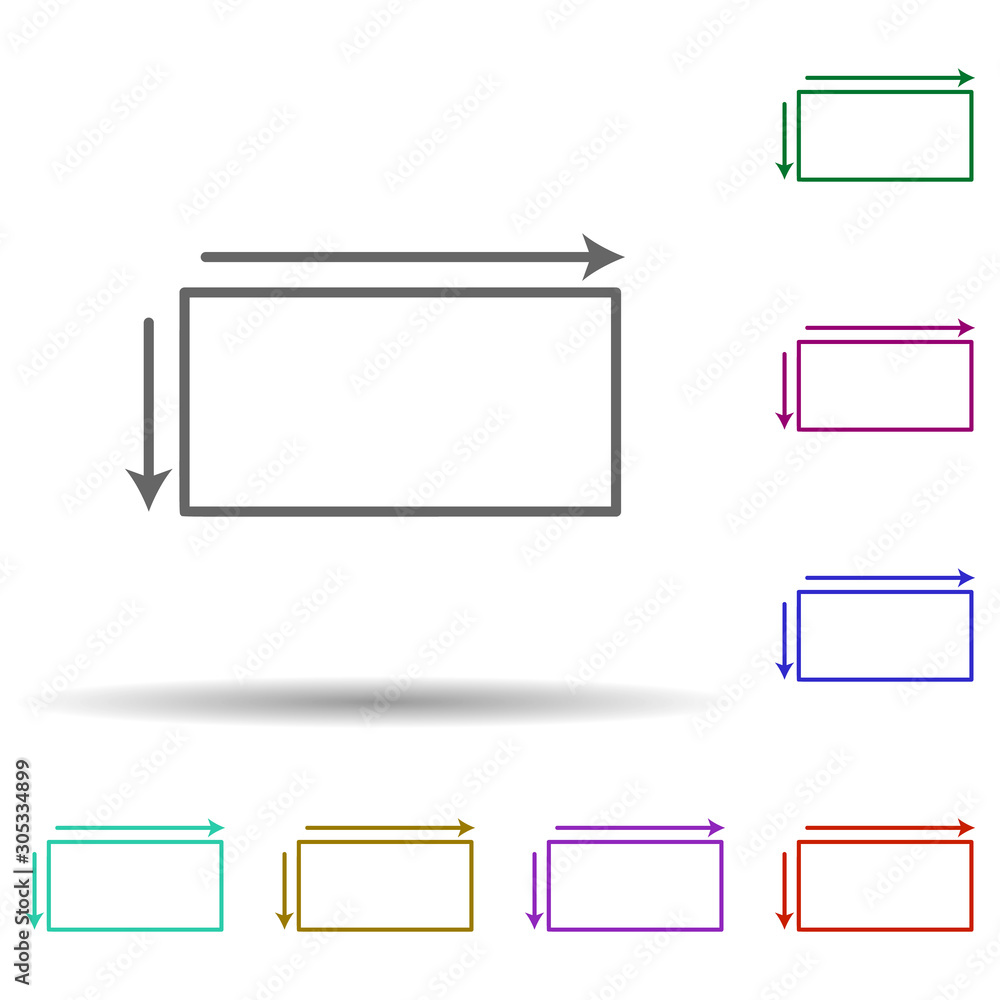 Arrows on the sides of the rectangle multi color icon. Simple thin line, outline vector of geometric figures icons for ui and ux, website or mobile application Arrows on the sides of the rectangle multi color icon. Simple thin line, outline vector of geometric figures icons for ui and ux, website or mobile application