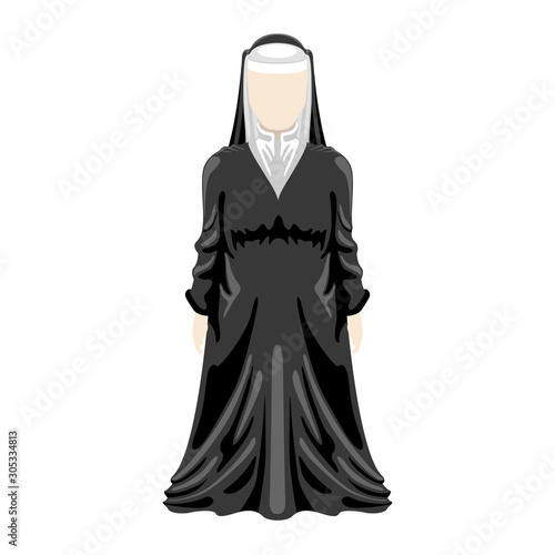 Isolated medieval nun character