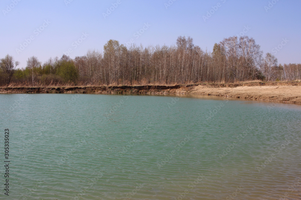 picturesque lake in nature near the forest in spring picturesque lake in nature near the forest in spring
