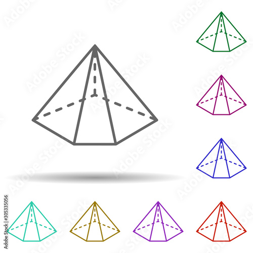 3d triangle with dashed edges multi color icon. Simple thin line, outline vector of geometric figures icons for ui and ux, website or mobile application