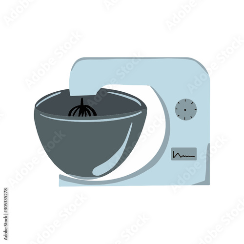 Planetary mixer. Stock illustration. Home appliances for the kitchen. On a white background. Vector.