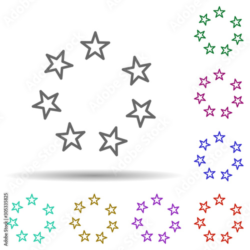 Stars in a circle multi color icon. Simple thin line  outline vector of stars icons for ui and ux  website or mobile application
