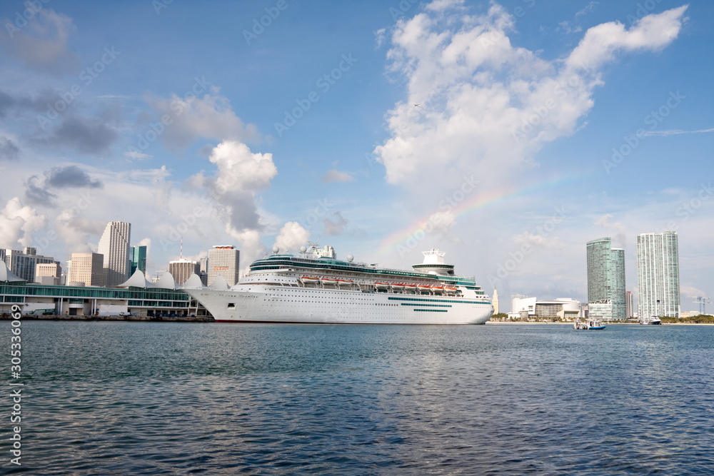 Cruise ship in the harbour Miami