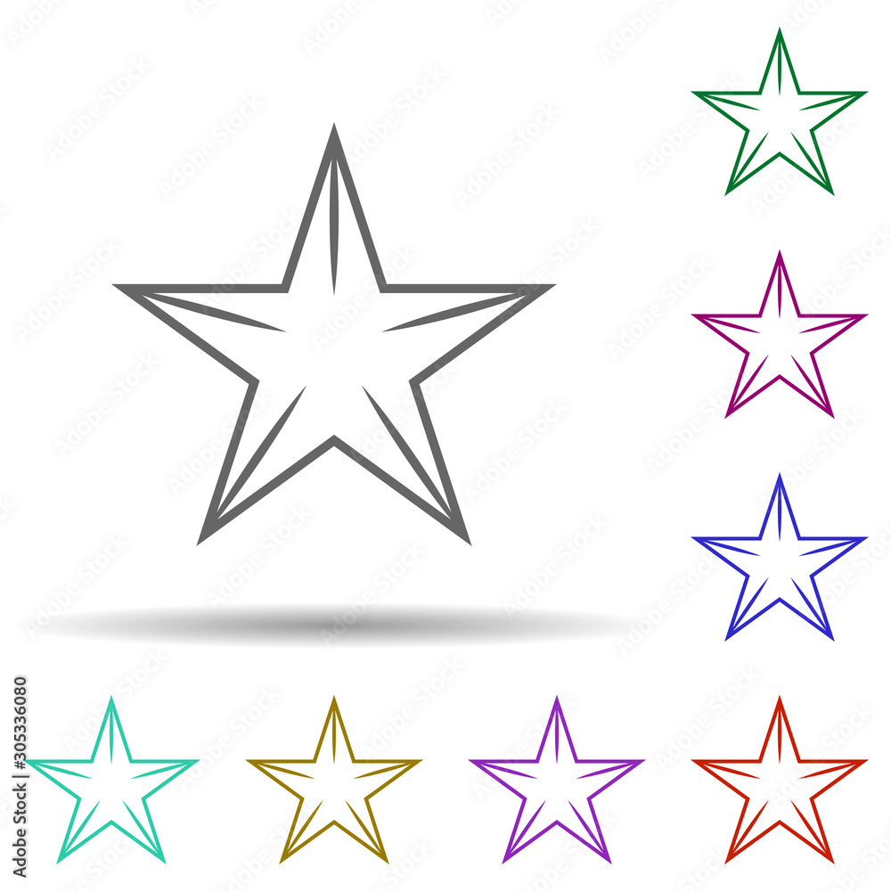 Star multi color icon. Simple thin line, outline vector of stars icons for ui and ux, website or mobile application