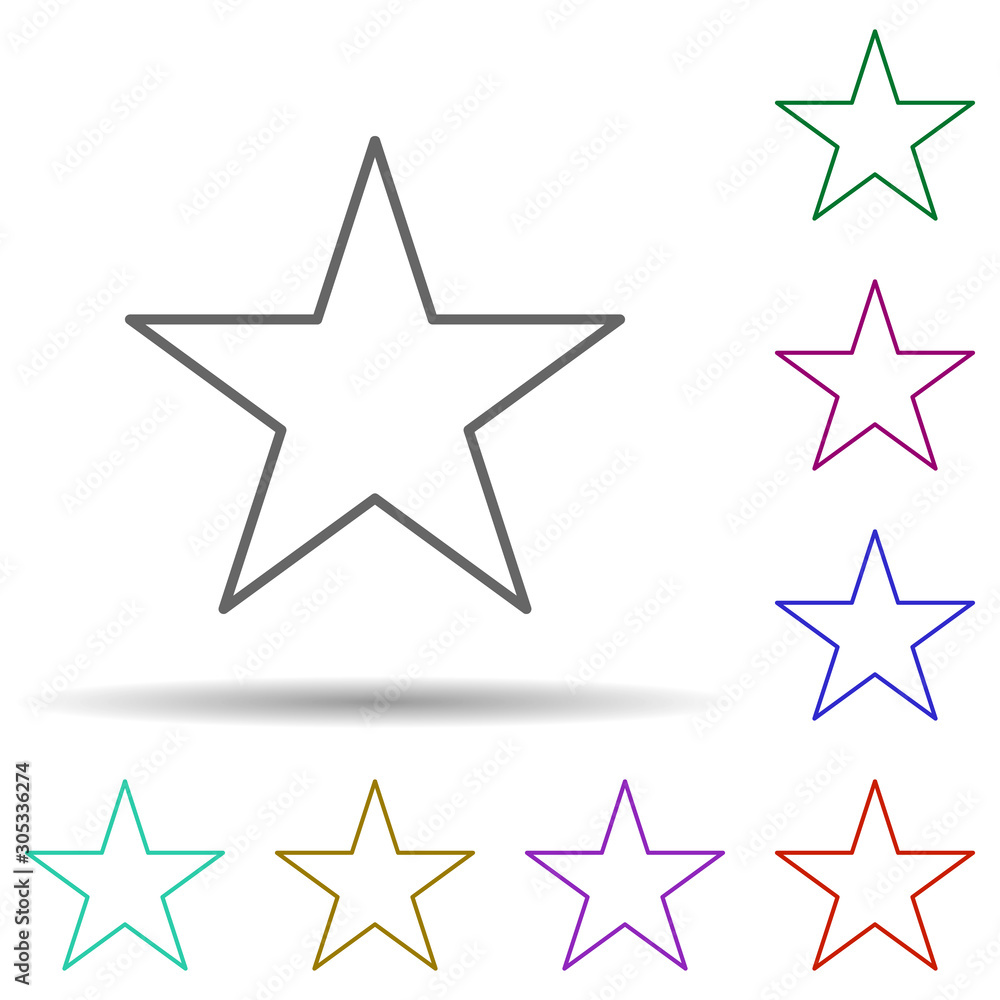 Star multi color icon. Simple thin line, outline vector of web icons for ui and ux, website or mobile application