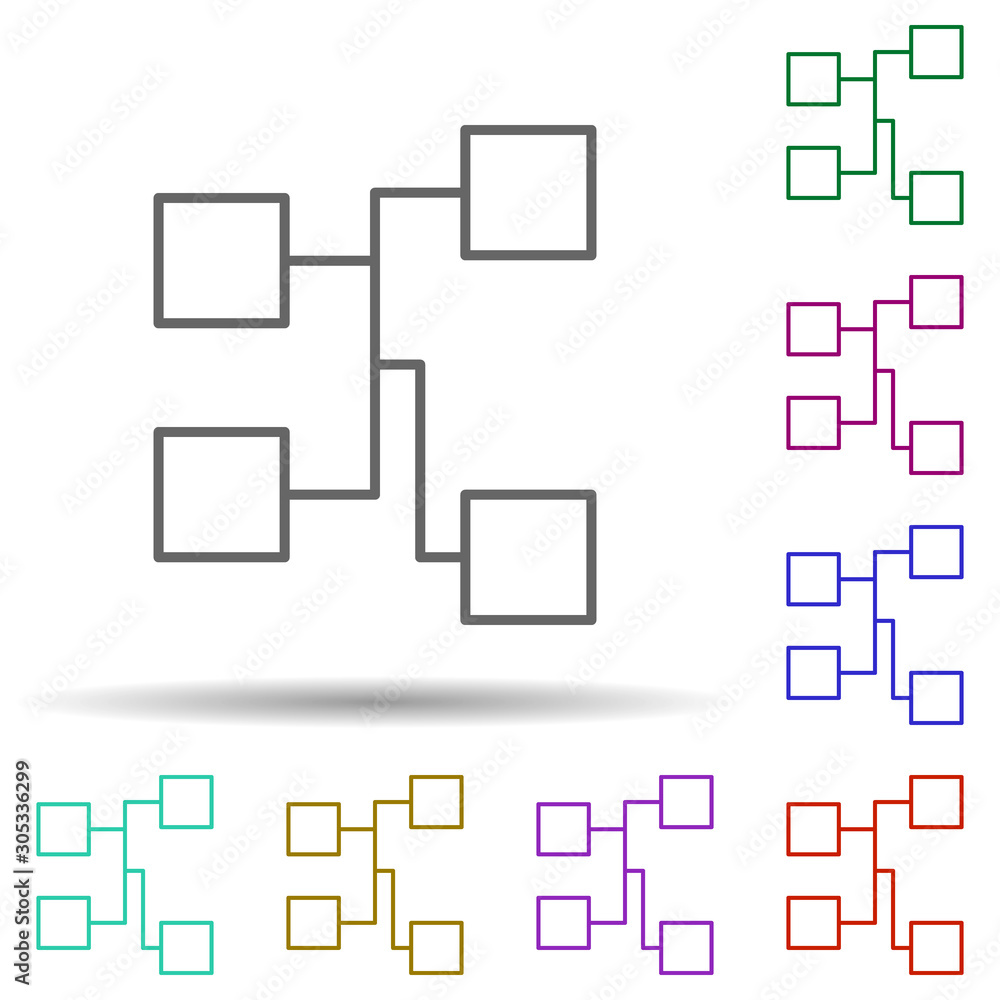 Sitemap multi color icon. Simple thin line, outline vector of web icons for ui and ux, website or mobile application