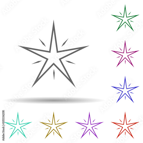 Bright star multi color icon. Simple thin line, outline vector of stars icons for ui and ux, website or mobile application