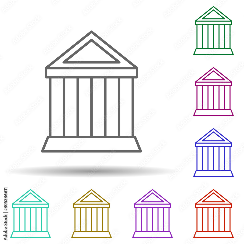 Bank multi color icon. Simple thin line, outline vector of web icons for ui and ux, website or mobile application Bank multi color icon. Simple thin line, outline vector of web icons for ui and ux, website or mobile application