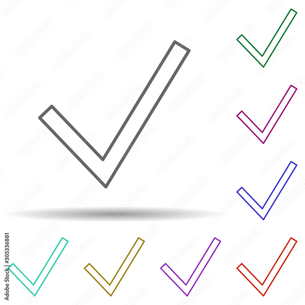 Check sign multi color icon. Simple thin line, outline vector of web icons for ui and ux, website or mobile application Check sign multi color icon. Simple thin line, outline vector of web icons for ui and ux, website or mobile application