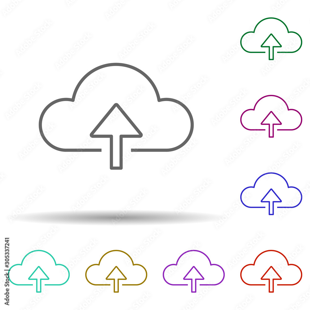 Upload sign multi color icon. Simple thin line, outline vector of web icons for ui and ux, website or mobile application Upload sign multi color icon. Simple thin line, outline vector of web icons for ui and ux, website or mobile application