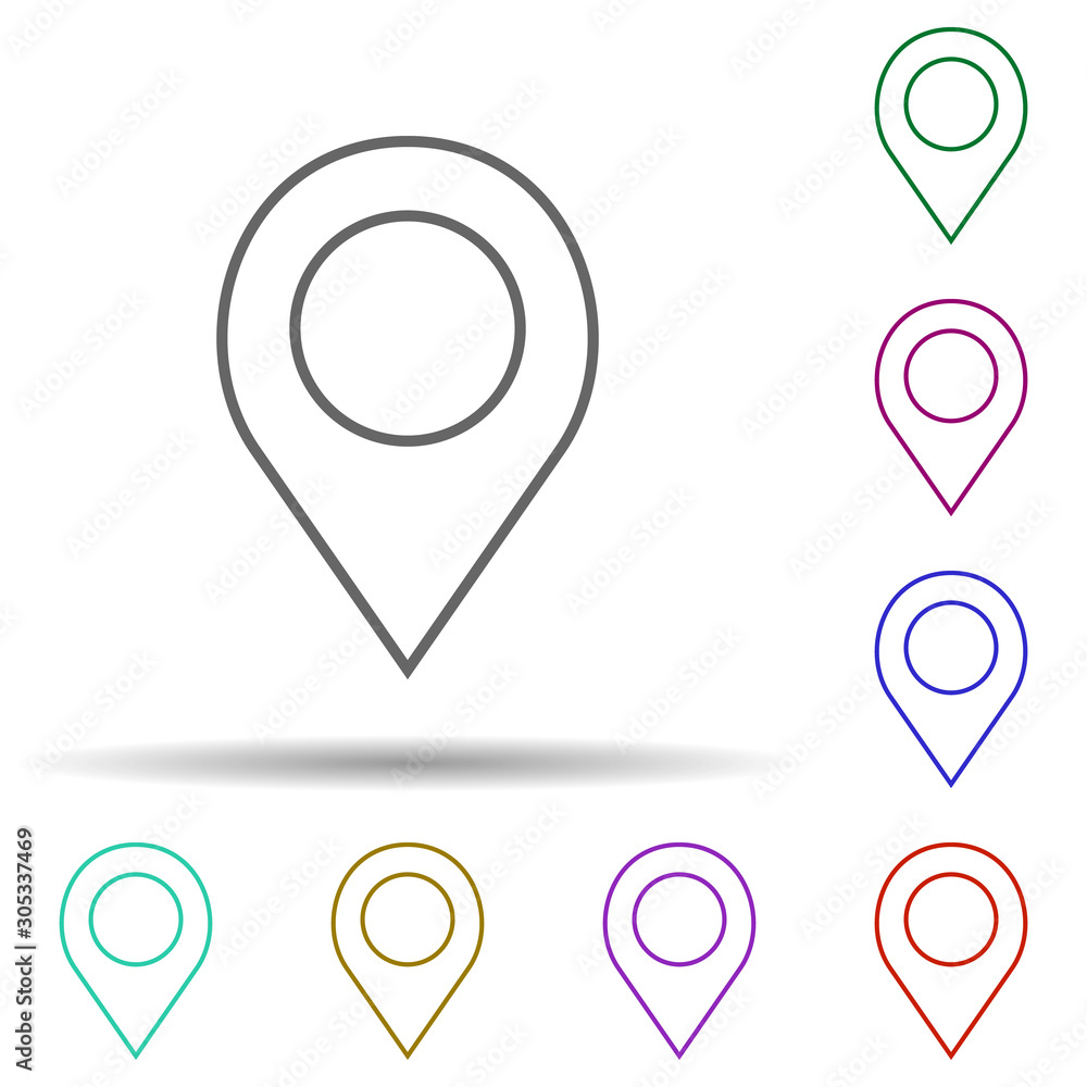 Location sign multi color icon. Simple thin line, outline vector of web icons for ui and ux, website or mobile application Location sign multi color icon. Simple thin line, outline vector of web icons for ui and ux, website or mobile application