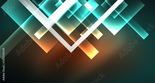 Neon geometric abstract background in hipster style on light background. Space retro design. Color geometric pattern. Square shape abstract background.