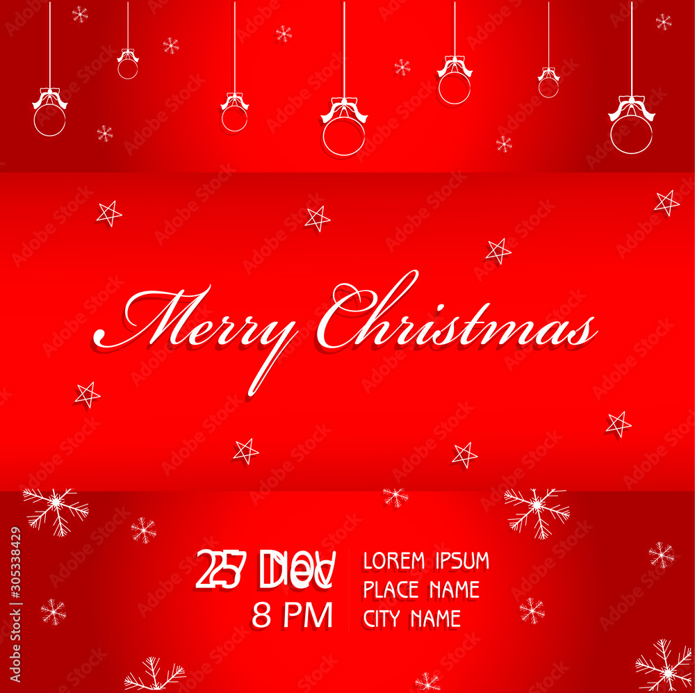 the merry christmas wallpaper postcard design on red background
